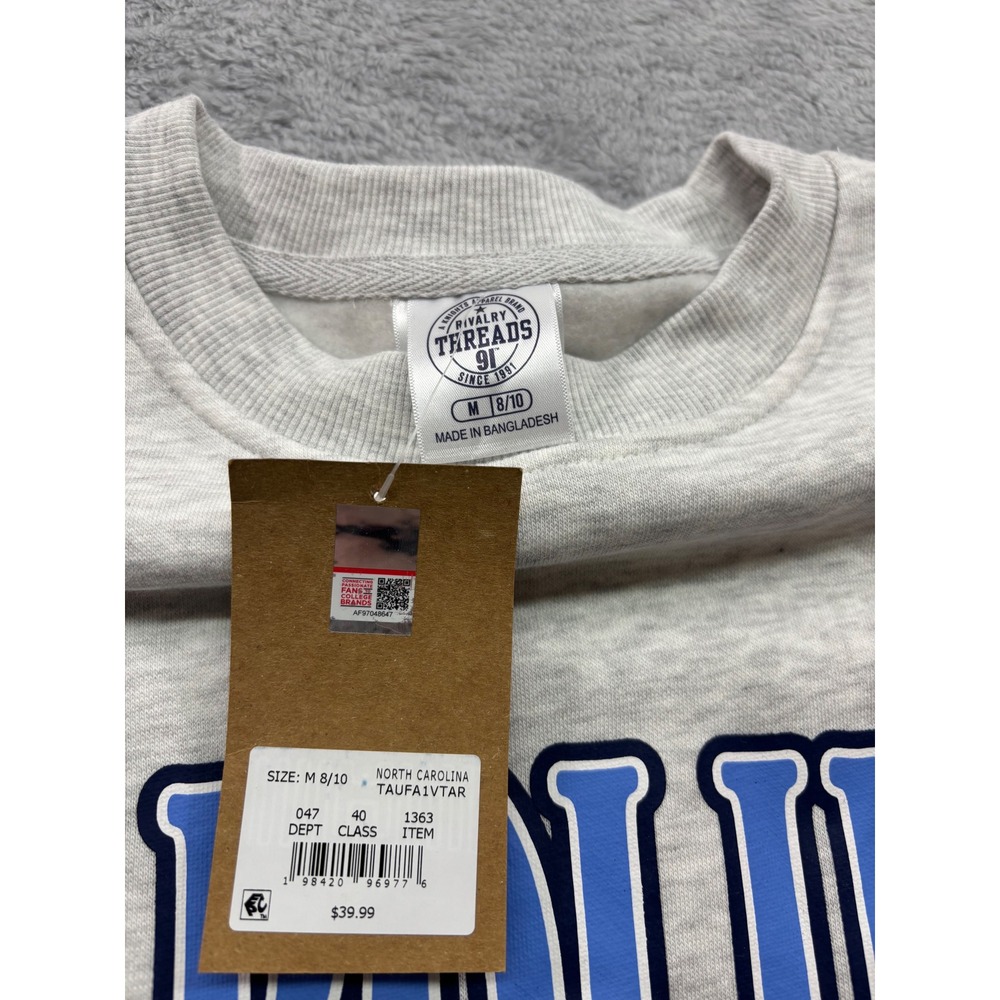 Rivalry Threads‎ UNC Tar Heels Kids Sweatshirt Heather Grey Blue Womens M 8/10 - Picture 2 of 3